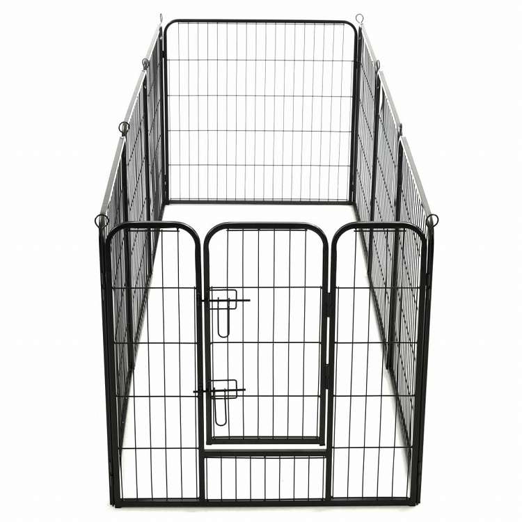 vidaXL 犬用プレイサークル パネル8枚 スチール製 80×80cm ブラック動物&ペット用品 ペット用品 犬用品 犬小屋・ドッグラン(代引不可)