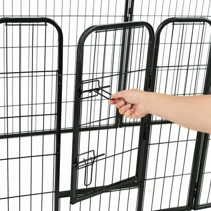 vidaXL 犬用プレイサークル パネル8枚 スチール製 80×80cm ブラック動物&ペット用品 ペット用品 犬用品 犬小屋・ドッグラン(代引不可)