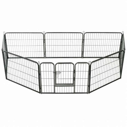 vidaXL 犬用プレイサークル パネル8枚 スチール製 80×60cm ブラック動物&ペット用品 ペット用品 犬用品 犬小屋・ドッグラン(代引不可)