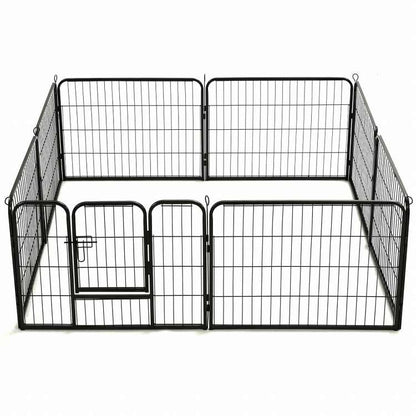 vidaXL 犬用プレイサークル パネル8枚 スチール製 80×60cm ブラック動物&ペット用品 ペット用品 犬用品 犬小屋・ドッグラン(代引不可)