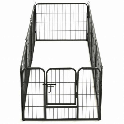 vidaXL 犬用プレイサークル パネル8枚 スチール製 80×60cm ブラック動物&ペット用品 ペット用品 犬用品 犬小屋・ドッグラン(代引不可)