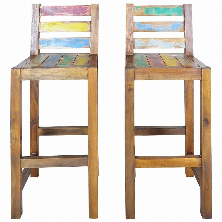 vidaXL バースツール 2点 無垢の再生木材家具 チェア テーブル・バースツール(代引不可)
