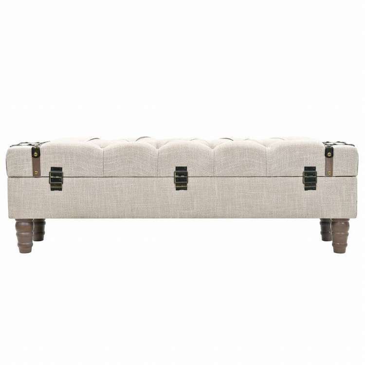 vidaXL 収納ベンチ 無垢材&スチール 111x34x37cm家具 ベンチ 倉庫・通路用ベンチ(代引不可)