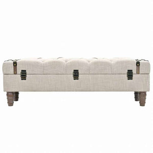 vidaXL 収納ベンチ 無垢材&スチール 111x34x37cm家具 ベンチ 倉庫・通路用ベンチ(代引不可)