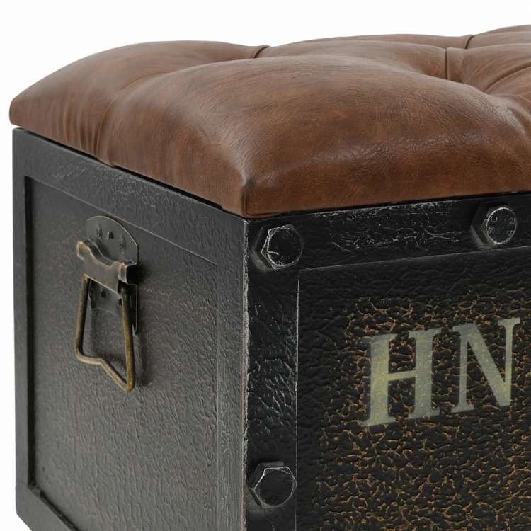 vidaXL 収納ベンチ 無垢材&合成皮革 80.5x41x50cm家具 ベンチ 倉庫・通路用ベンチ(代引不可)