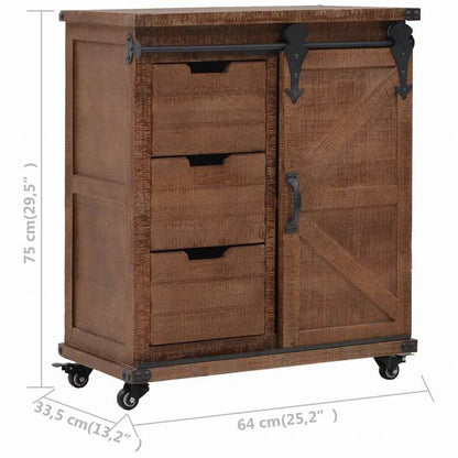 vidaXL 収納キャビネットモミ無垢材 64x33.5x75cm ブラウン家具 キャビネット&収納 収納キャビネット・ロッカー(代引不可)