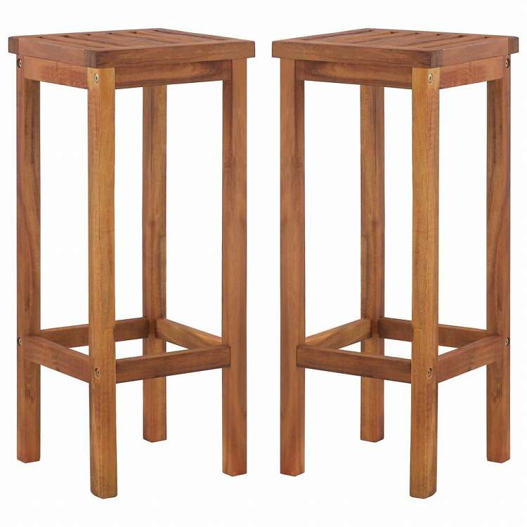 vidaXL バースツール 2点セット アカシア無垢材家具 アウトドア家具 屋外椅子 アウトドアベンチチェア(代引不可)