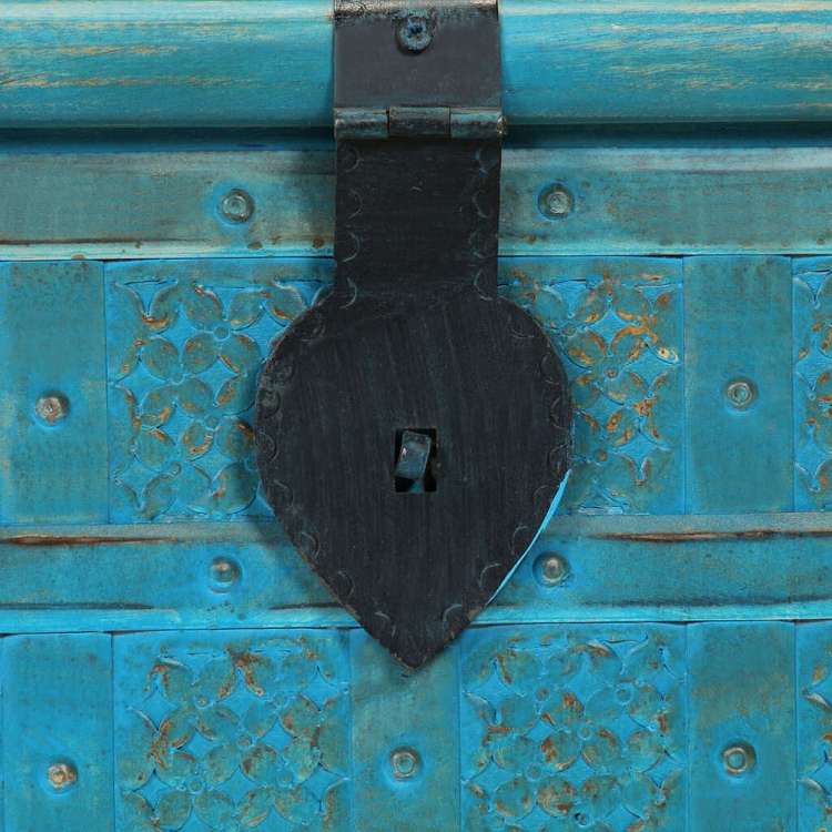 vidaXL 収納チェスト マンゴー無垢材 ブルー 100x40x41cm家具 キャビネット&収納 収納チェスト(代引不可)