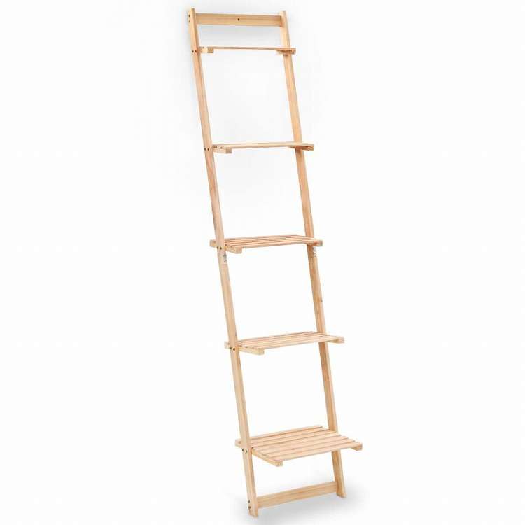 vidaXL はしご型ウォールシェルフ 杉製 41.5x30x176cm家具 棚 本棚・オープンラック(代引不可)