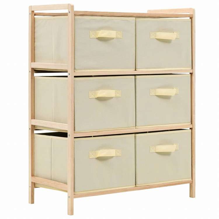vidaXL 収納ラック 布製バスケット6点付き 杉 ベージュ家具 キャビネット&収納 収納キャビネット・ロッカー(代引不可)