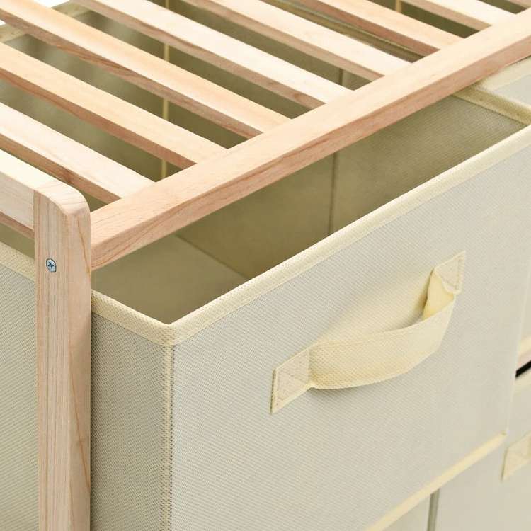 vidaXL 収納ラック 布製バスケット6点付き 杉 ベージュ家具 キャビネット&収納 収納キャビネット・ロッカー(代引不可)
