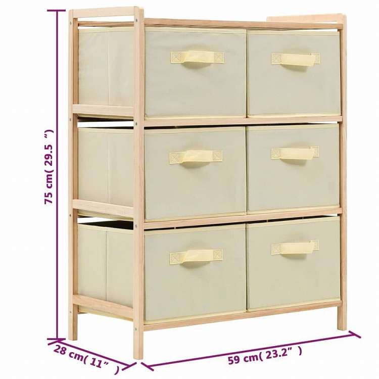 vidaXL 収納ラック 布製バスケット6点付き 杉 ベージュ家具 キャビネット&収納 収納キャビネット・ロッカー(代引不可)