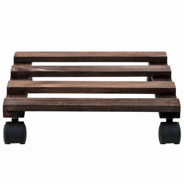 vidaXL キャスター付き植木鉢台 4点 25x25cm 杉製ホーム&ガーデン 芝&ガーデン ガーデニング 植物スタンド(代引不可)