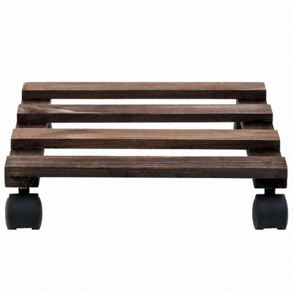 vidaXL キャスター付き植木鉢台 4点 25x25cm 杉製ホーム&ガーデン 芝&ガーデン ガーデニング 植物スタンド(代引不可)