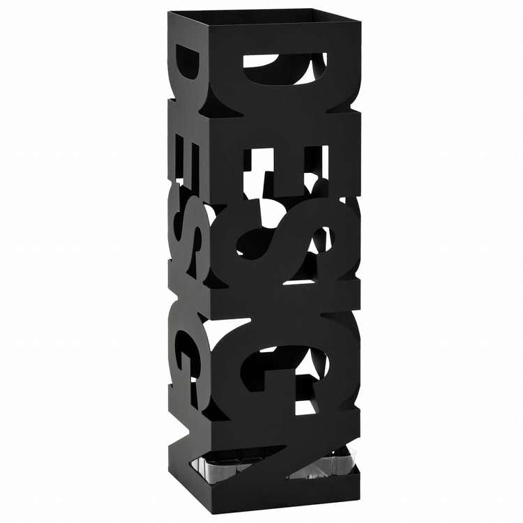 vidaXL 傘立て DESIGN スチール製 ブラックホーム&ガーデン 家事用品 収納&オーガナイザー 収納フック&ラック 傘立て・ラック(代引不可)