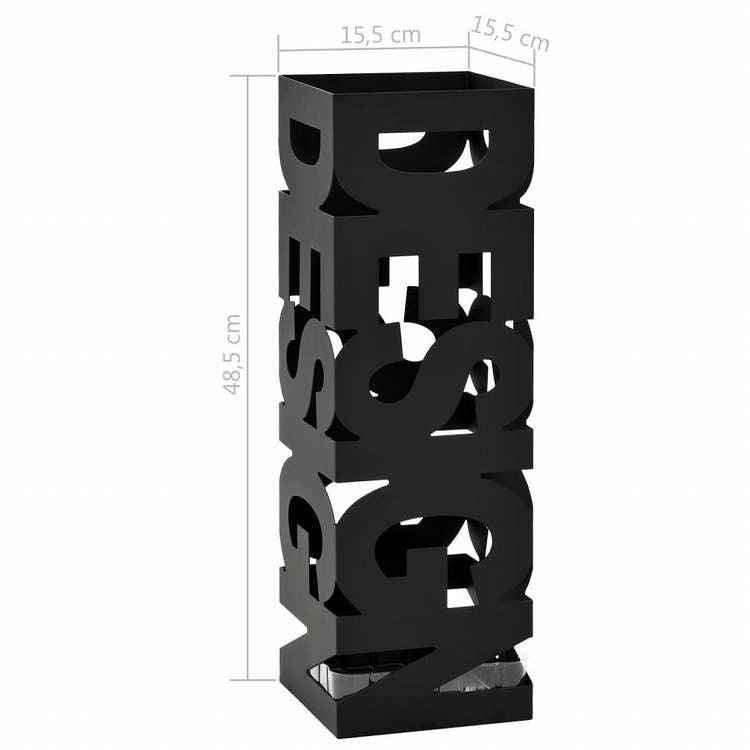 vidaXL 傘立て DESIGN スチール製 ブラックホーム&ガーデン 家事用品 収納&オーガナイザー 収納フック&ラック 傘立て・ラック(代引不可)