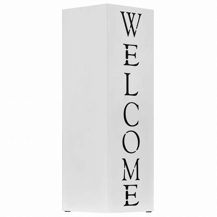 vidaXL 傘立て WELCOME スチール製 ホワイトホーム&ガーデン 家事用品 収納&オーガナイザー 収納フック&ラック 傘立て・ラック(代引不可)