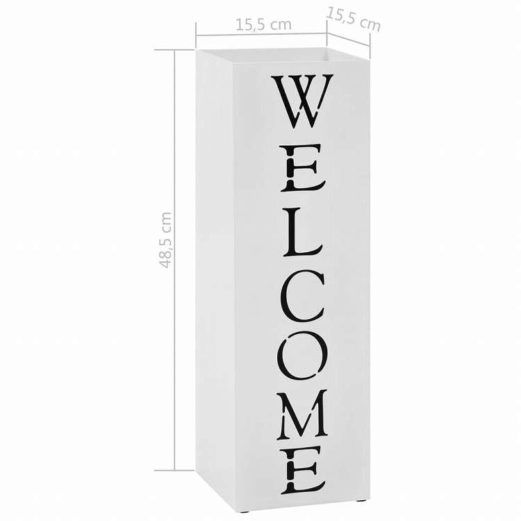 vidaXL 傘立て WELCOME スチール製 ホワイトホーム&ガーデン 家事用品 収納&オーガナイザー 収納フック&ラック 傘立て・ラック(代引不可)