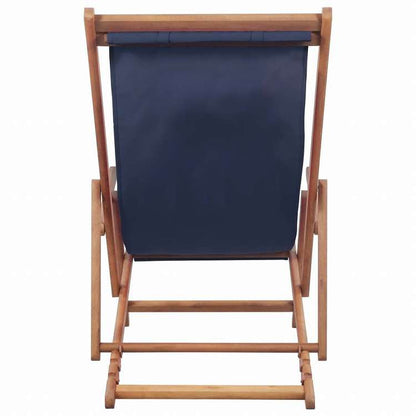 vidaXL 折りたたみ式ビーチチェア 生地&木製フレーム ブルー家具 アウトドア家具 屋外椅子 アウトドアベンチチェア(代引不可)