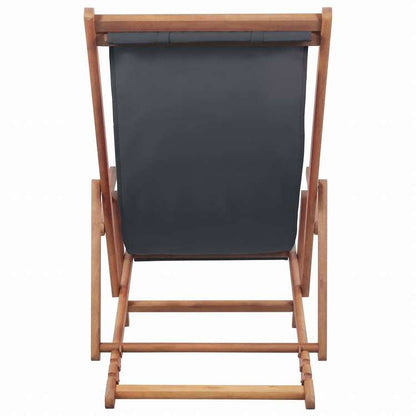 vidaXL 折りたたみ式ビーチチェア 生地&木製フレーム グレー家具 アウトドア家具 屋外椅子 アウトドアベンチチェア(代引不可)