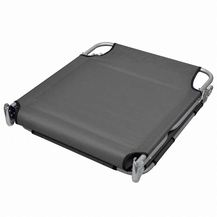 vidaXL 折りたたみサンラウンジャー 調節可能な背もたれ&ヘッドクッション付き グレー家具 アウトドア家具 屋外椅子 サンラウンジャー(代引不可)