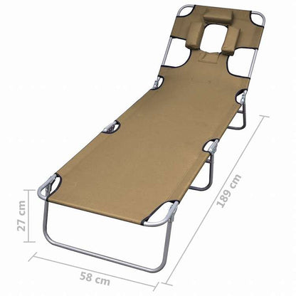 vidaXL 折りたたみサンラウンジャー 調節可能な背もたれ&ヘッドクッション付き トープ家具 アウトドア家具 屋外椅子 サンラウンジャー(代引不可)