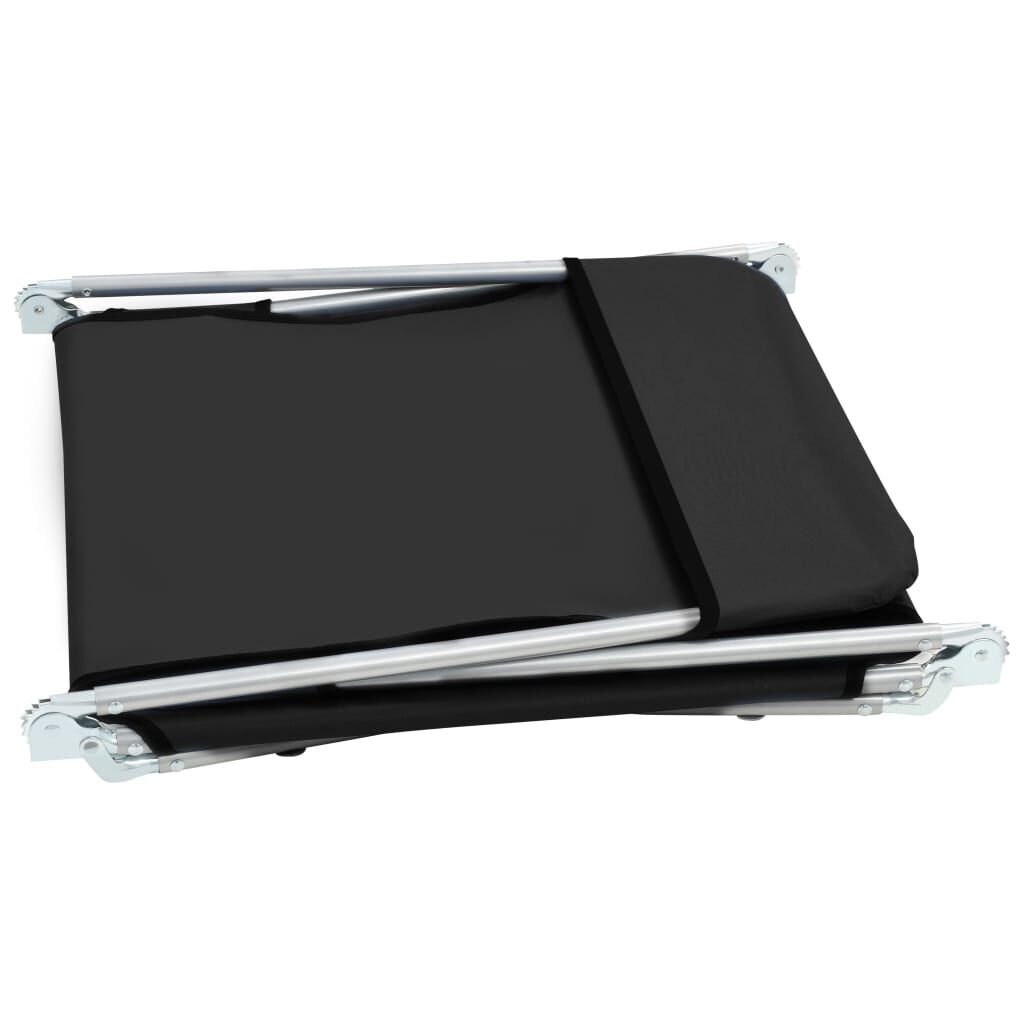 vidaXL 折りたたみサンラウンジャー 2点 スチール&布製 ブラック家具 アウトドア家具 屋外椅子 サンラウンジャー(代引不可)