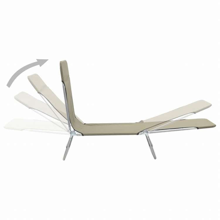 vidaXL 折りたたみサンラウンジャー 2点 スチール&布製 トープ家具 アウトドア家具 屋外椅子 サンラウンジャー(代引不可)