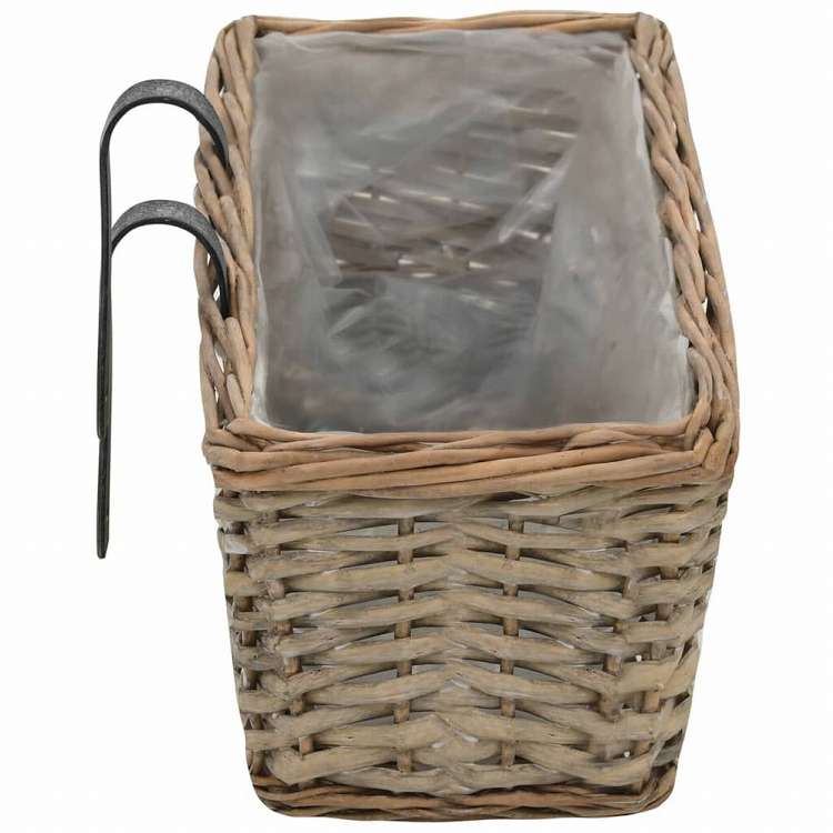 vidaXL バルコニープランター 2点 籐製 PEライニング付き 60cmホーム&ガーデン 芝&ガーデン ガーデニング 鉢植え・プランター(代引不可)