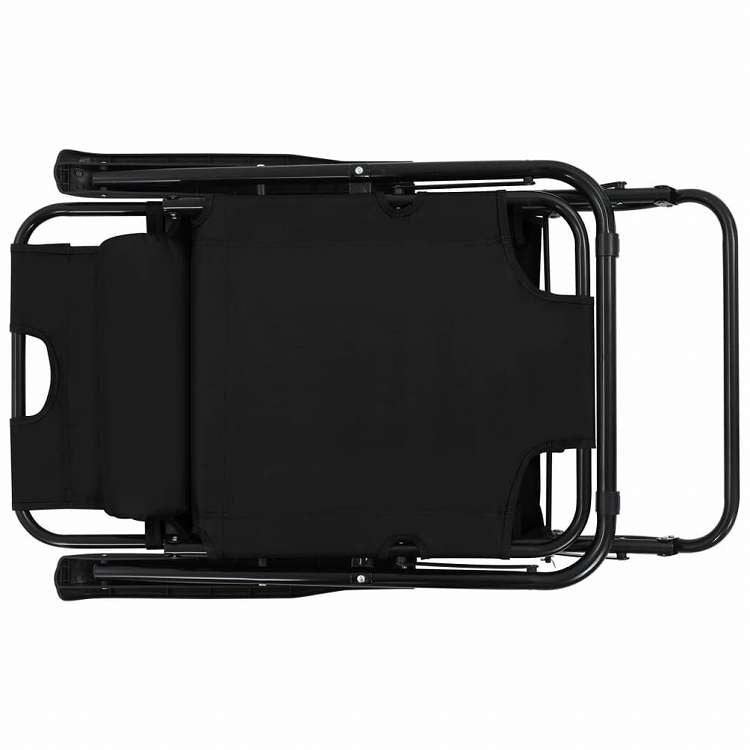 vidaXL 折りたたみサンラウンジャー 2点 スチール ブラック家具 アウトドア家具 屋外椅子 サンラウンジャー(代引不可)