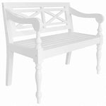 vidaXL バタビアベンチ 98 cm マホガニー無垢材 ホワイト家具 ベンチ 倉庫・通路用ベンチ(代引不可)