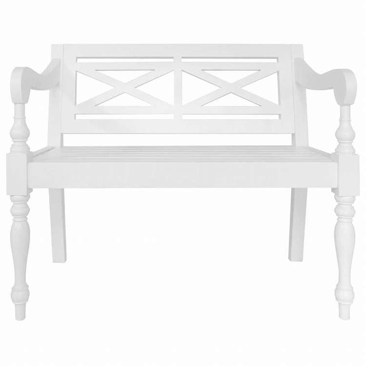 vidaXL バタビアベンチ 98 cm マホガニー無垢材 ホワイト家具 ベンチ 倉庫・通路用ベンチ(代引不可)