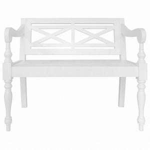 vidaXL バタビアベンチ 98 cm マホガニー無垢材 ホワイト家具 ベンチ 倉庫・通路用ベンチ(代引不可)