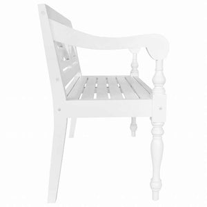 vidaXL バタビアベンチ 98 cm マホガニー無垢材 ホワイト家具 ベンチ 倉庫・通路用ベンチ(代引不可)