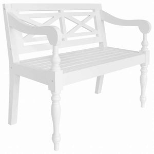 vidaXL バタビアベンチ 98 cm マホガニー無垢材 ホワイト家具 ベンチ 倉庫・通路用ベンチ(代引不可)
