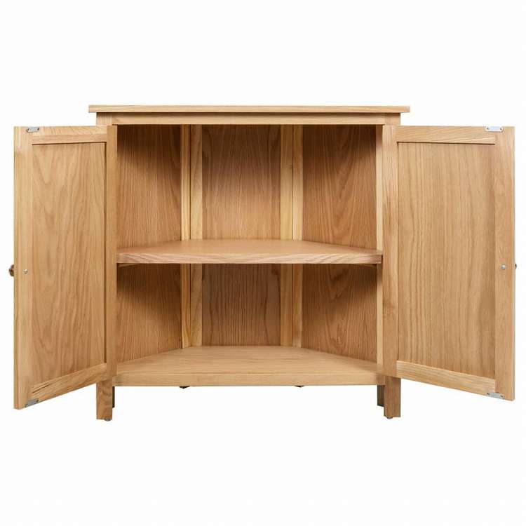 vidaXL コーナーキャビネット 80x33.5x78cm オーク無垢材家具 キャビネット&収納 収納キャビネット・ロッカー(代引不可)