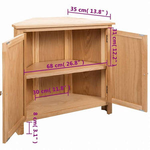 vidaXL コーナーキャビネット 80x33.5x78cm オーク無垢材家具 キャビネット&収納 収納キャビネット・ロッカー(代引不可)