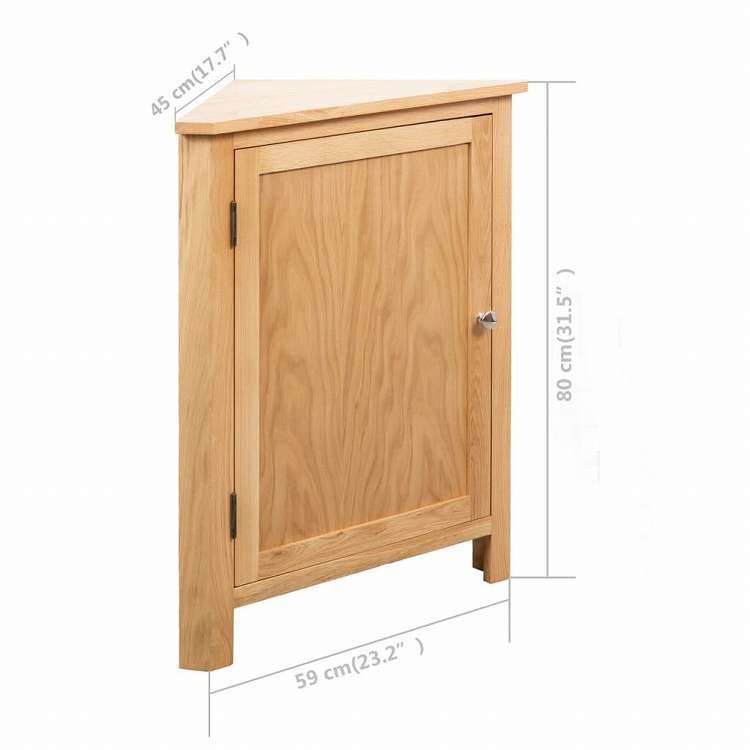 vidaXL コーナーキャビネット 59x45x80cm オーク無垢材家具 キャビネット&収納 収納キャビネット・ロッカー(代引不可)