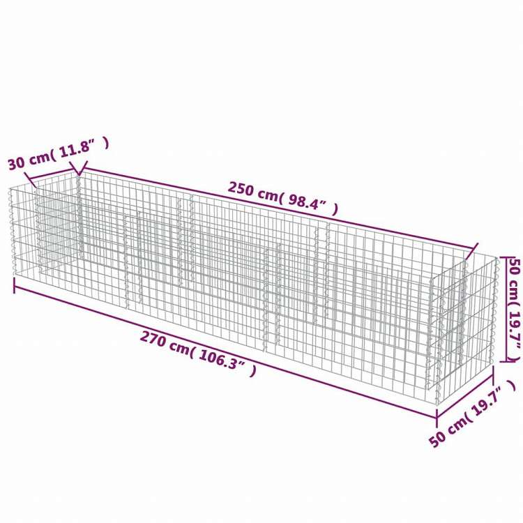 vidaXL カビオン レイズドベッド 亜鉛メッキ鋼製 270x50x50cmホーム&ガーデン 芝&ガーデン ガーデニング 鉢植え・プランター(代引不可)