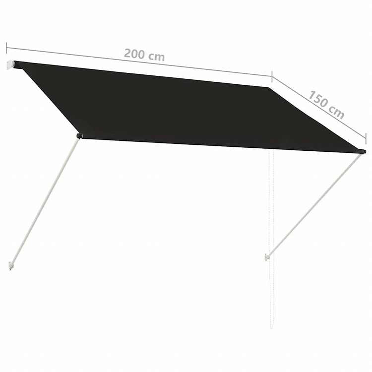 vidaXL 引き込み式オーニング 200x150cm アントラシートホーム&ガーデン 芝&ガーデン アウトドアリビング 窓・ドア用日除け/オーニング(代引不可)