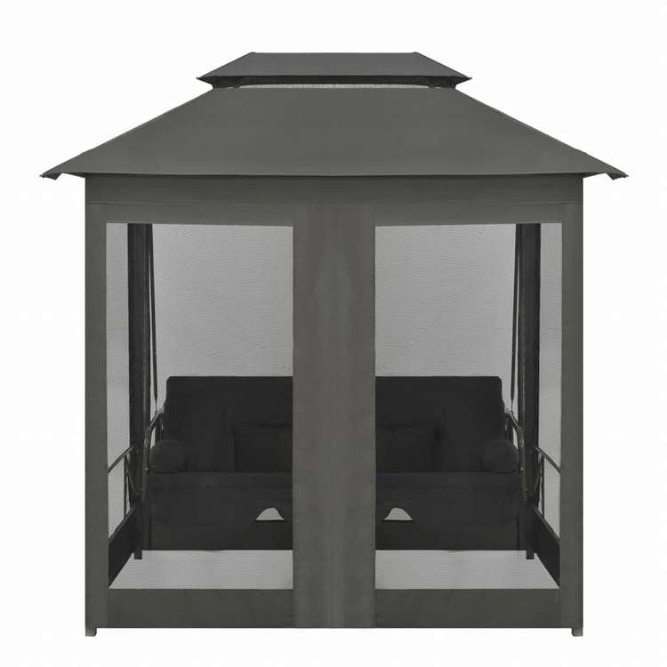 vidaXL 屋外用 コンバーチブルスイングベンチ キャノピー付き アントラシート 220x160x240cm スチール製ホーム&ガーデン 芝&ガーデン アウトドアリビング ポーチブランコ椅子用品ブランコ椅子(代引不可)