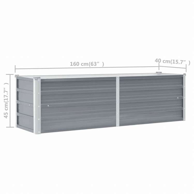 vidaXL ガーデンレイズドベッド 160x40x45cm 亜鉛メッキスチール グレーホーム&ガーデン 芝&ガーデン ガーデニング 鉢植え・プランター(代引不可)