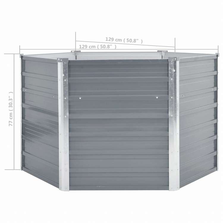 vidaXL 持ち上げ花壇 129x129x77cm 亜鉛メッキスチール グレーホーム&ガーデン 芝&ガーデン ガーデニング 鉢植え・プランター(代引不可)