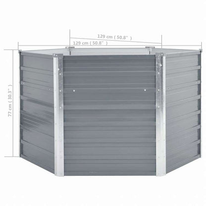 vidaXL 持ち上げ花壇 129x129x77cm 亜鉛メッキスチール グレーホーム&ガーデン 芝&ガーデン ガーデニング 鉢植え・プランター(代引不可)