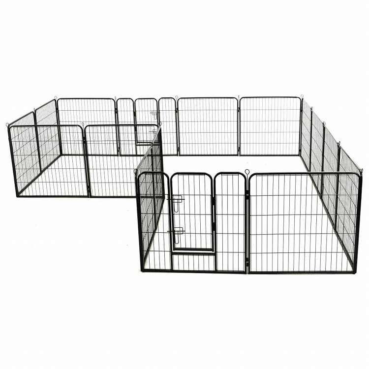 vidaXL 犬 プレイペン パネル16枚 スチール 80x80 cm ブラック (2x170571)動物&ペット用品 ペット用品 犬用品 犬小屋・ドッグラン(代引不可)