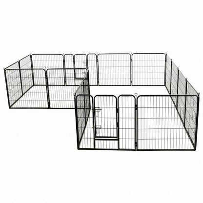 vidaXL 犬 プレイペン パネル16枚 スチール 80x80 cm ブラック (2x170571)動物&ペット用品 ペット用品 犬用品 犬小屋・ドッグラン(代引不可)