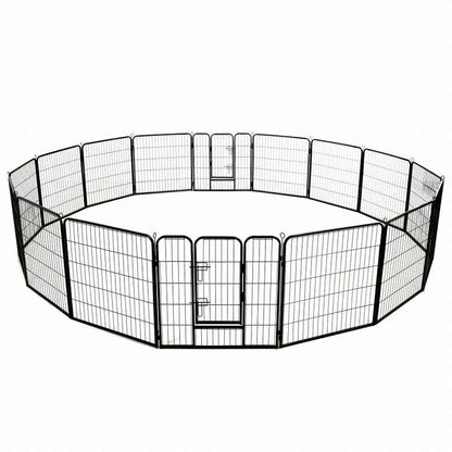 vidaXL 犬 プレイペン パネル16枚 スチール 80x80 cm ブラック (2x170571)動物&ペット用品 ペット用品 犬用品 犬小屋・ドッグラン(代引不可)