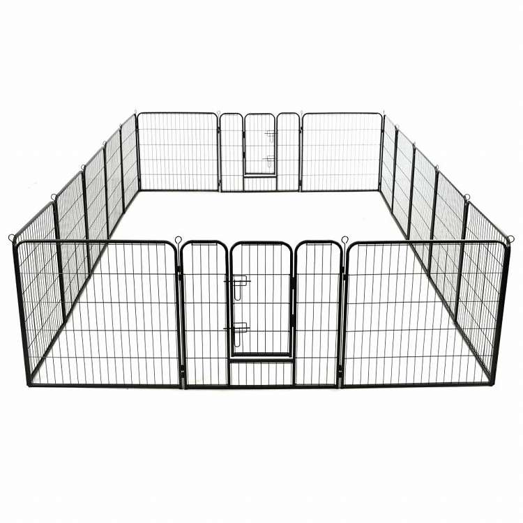 vidaXL 犬 プレイペン パネル16枚 スチール 80x80 cm ブラック (2x170571)動物&ペット用品 ペット用品 犬用品 犬小屋・ドッグラン(代引不可)