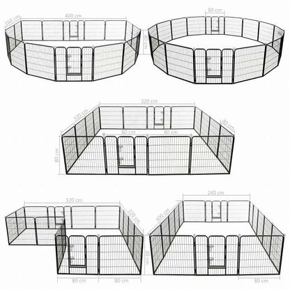 vidaXL 犬 プレイペン パネル16枚 スチール 80x80 cm ブラック (2x170571)動物&ペット用品 ペット用品 犬用品 犬小屋・ドッグラン(代引不可)