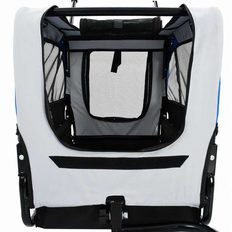 vidaXL 2-in-1 ペット用 自転車トレーラー&ジョギングベビーカー ブルー&グレー動物&ペット用品 ペット用品 ペットカート(代引不可)